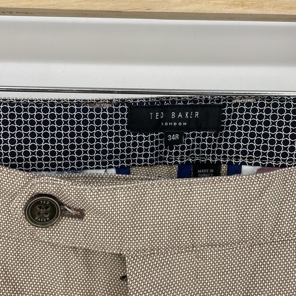 TED BAKER LONDON classic mmt penguin semi plain trouser slacks tan size 34R mens - Picture 5 of 9